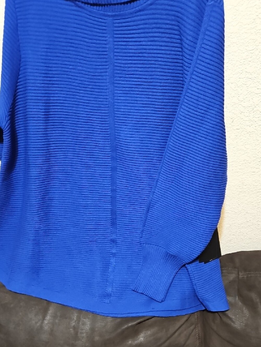 Cyrus Cobalt Ribbed Funnel-Neck Sweater - Picture 3 of 7